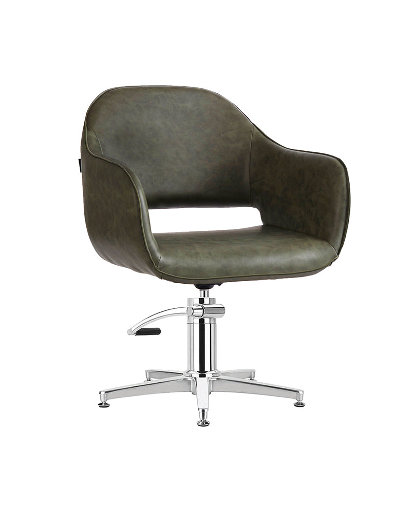 Meadow Sage - Sillón de peluquería verde con base estrella cromada