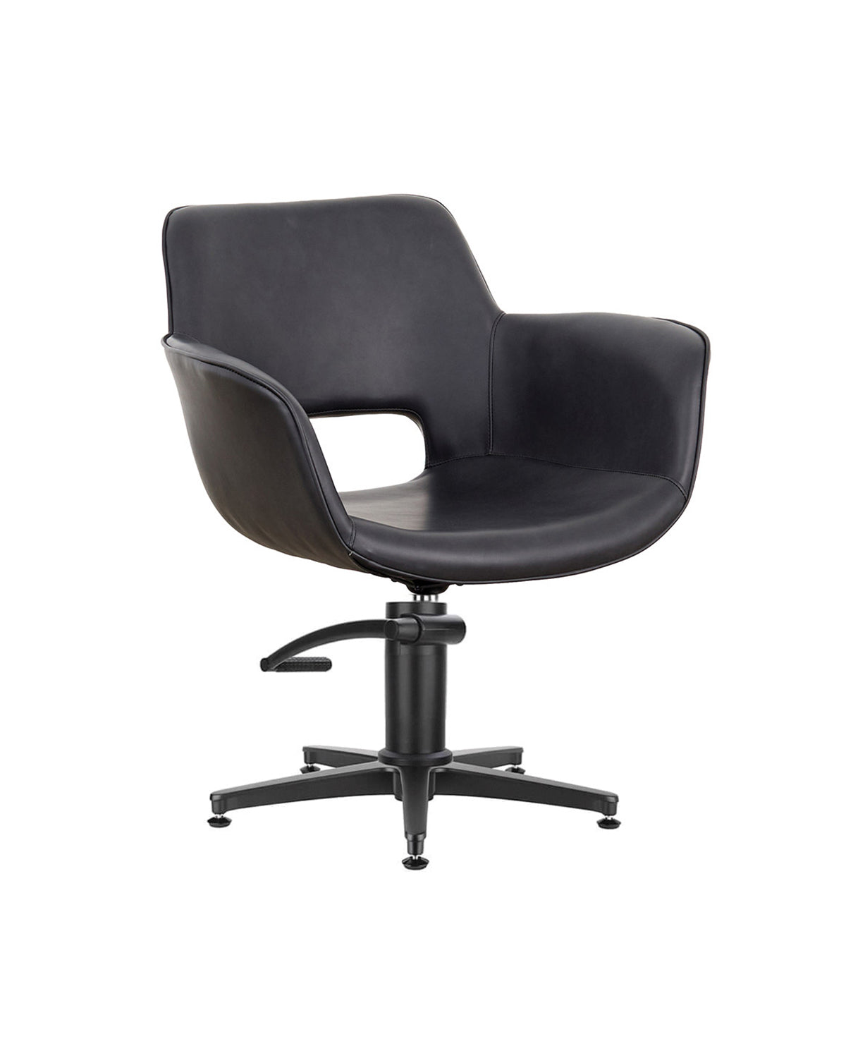 Milo Midnight - Sillón de peluquería gris con base estrella negra