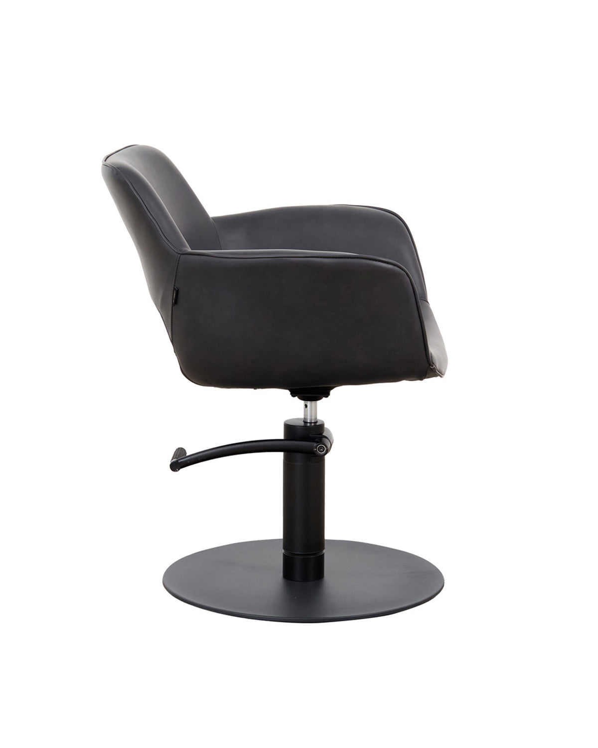 Milo Midnight - Sillón de peluquería gris con base redonda negra