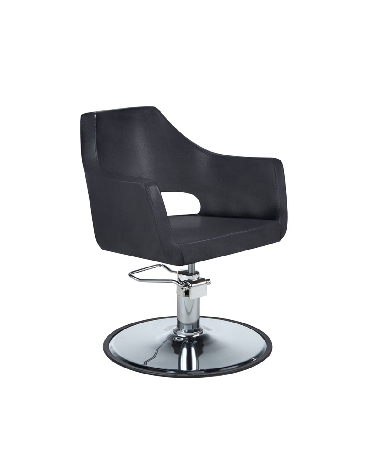 Misty - Sillón de peluquería negro con base redonda cromada