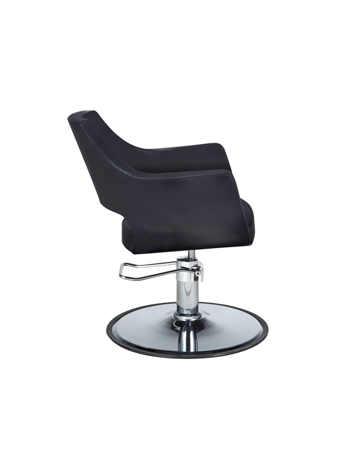 Misty - Sillón de peluquería negro con base redonda cromada