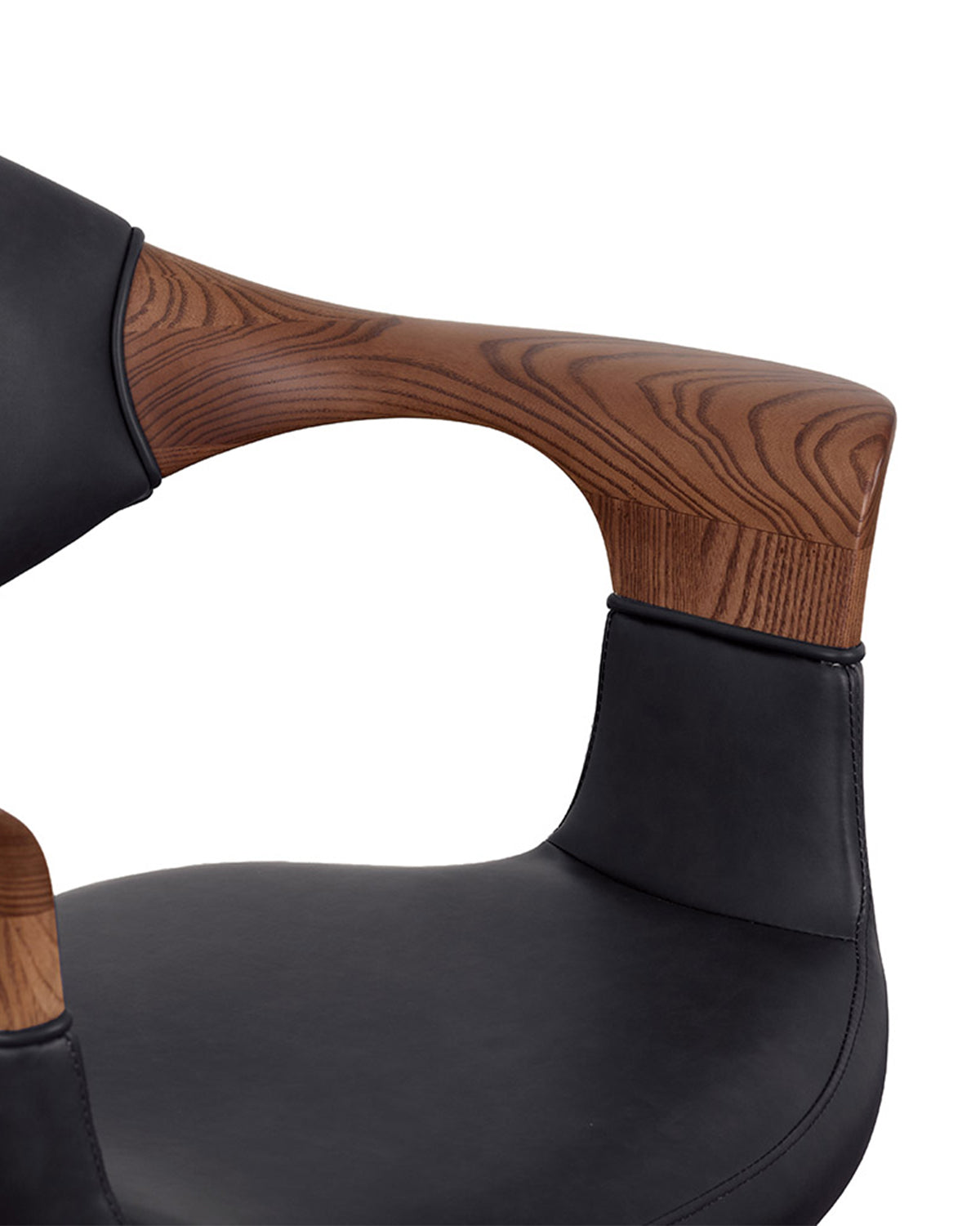 Oakley Midnight - Sillón de peluquería gris con base estrella negra y reposabrazos de roble