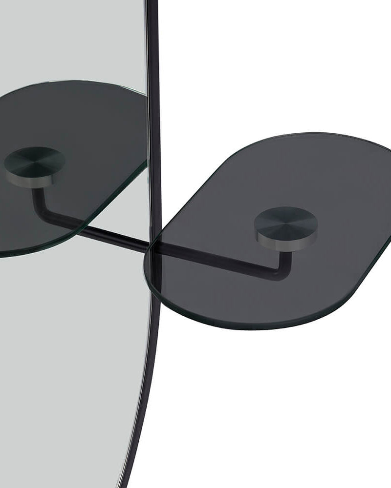 Onyx oval - Espejo de salón - Estante de vidrio negro