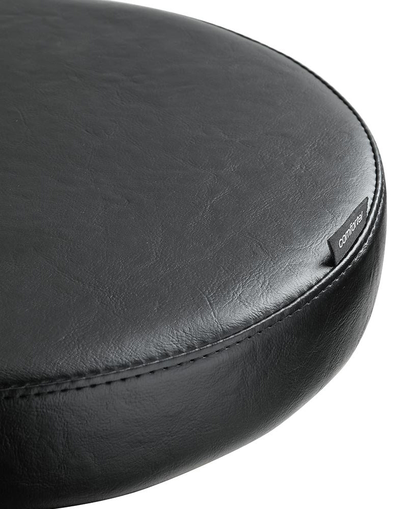 Round Black - Black salon stool with chrome cross base