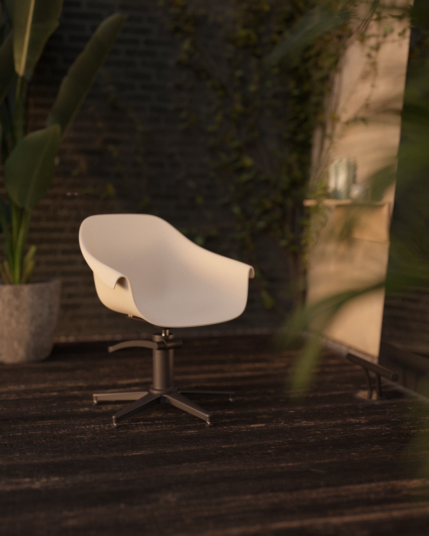 Eco - Silla de peluquería beige - Base estrella negra