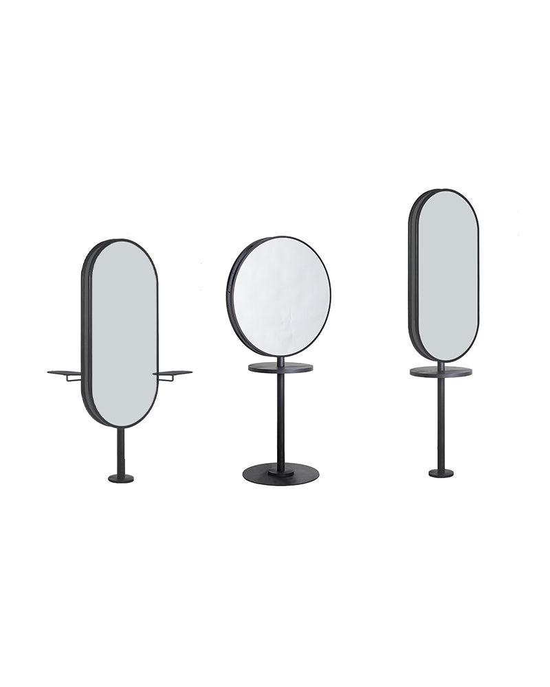 Pole joiner - Freestanding workstation with shelf and footrests