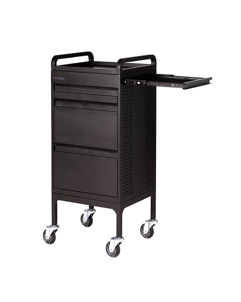 Studio 3 - Carrito de peluquería negro con 3 cajones y estante extraíble